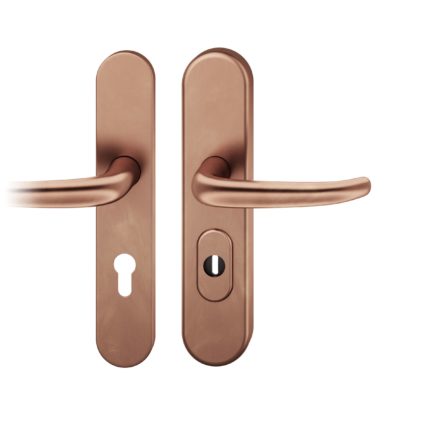 Druecker-Grt. re PZ 72mm S2 |  Langschild ZA | Stift 8mm |Bronze hell patiniert gewachst