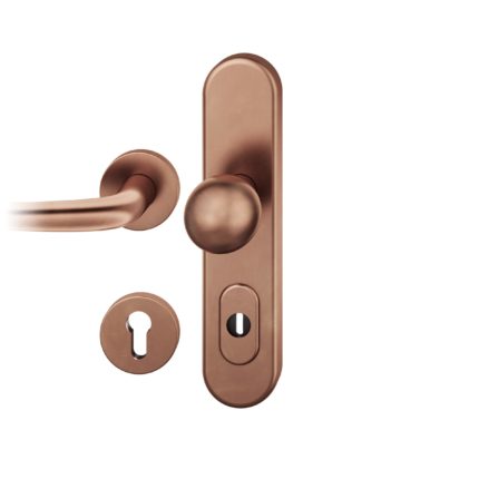 Wechsel-Grt. PZ 92mm Ros.   S2 |  Langschild ZA. Druecker 1023 | Innenseite Ros.. Stift 10mm |Bronze dunkel patiniert gew.