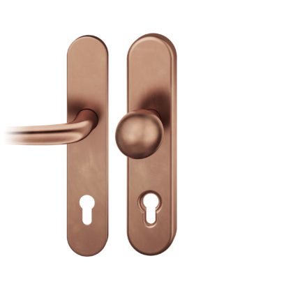 Wechsel-Grt. PZ 92mm       S2 |  Langschild 11mm. Druecker 1023 | Stift 10mm |Bronze hell patiniert gewachst