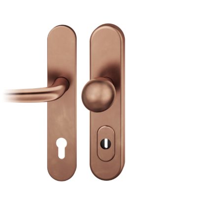 Wechsel-Grt. PZ 92mm        S4 |  Langschild ZA. Druecker 1023 | Stift 10mm |Bronze hell patiniert gewachst