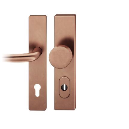 Wechsel-Grt. PZ 92mm        S2 |  Langschild ZA Druecker 1023 | Stift 10mm |Bronze hell patiniert gewachst