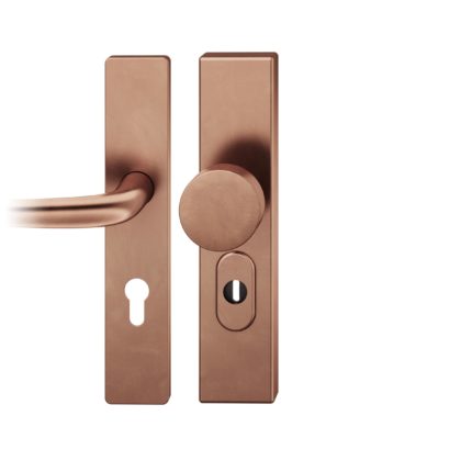 Wechsel-Grt. PZ 72mm        S4 |  Langschild ZA Druecker 1023 | Stift 8mm |Bronze hell patiniert gewachst