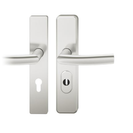 Druecker-Grt. re PZ 72mm S2 |  Langschild ZA | Stift 8mm |Aluminium naturfarbig