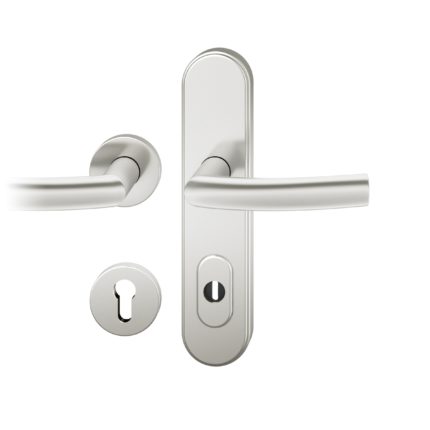 Druecker-Grt. li PZ 92mm Ros.S2 |  Langschild ZA. Stift 10mm | Innenseite Rosette |Aluminium naturfarbig