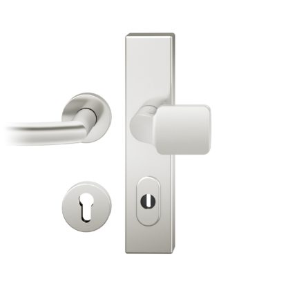 Wechsel-Grt. PZ 92mm Ros.   S2 |  Langschild ZA. Stift 10mm | Innenseite Rosette |Aluminium naturfarbig