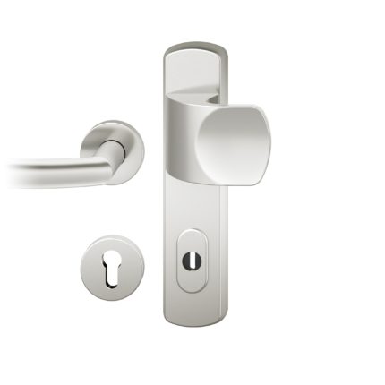 Wechsel-Grt. PZ 92mm Ros.   S2 |  Langschild ZA. Stift 10mm | Innenseite Rosette |Aluminium naturfarbig