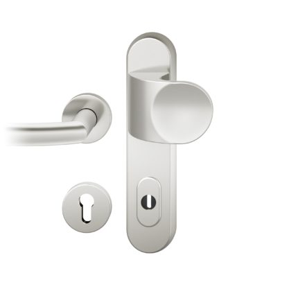 Wechsel-Grt. PZ 92mm Ros.   S2 |  Langschild ZA. Stift 10mm | Innenseite Rosette |Aluminium naturfarbig