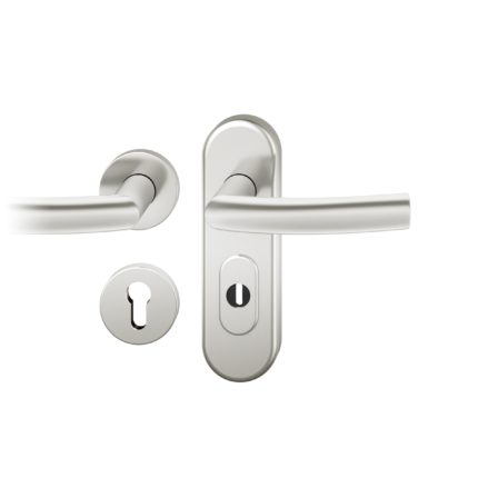 FS-Druecker-Grt. li PZ72 Ros.S2 |  Kurzschild ZA. Stift 9mm | Innenseite Rosette |Aluminium naturfarbig