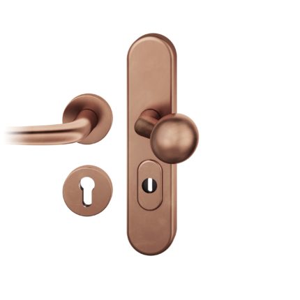 FS-Wechsel-Grt. PZ 72mm Ros.S2 |  Langschild ZA. Stift 9mm | Innenseite Rosette |Bronze hell patiniert gew.