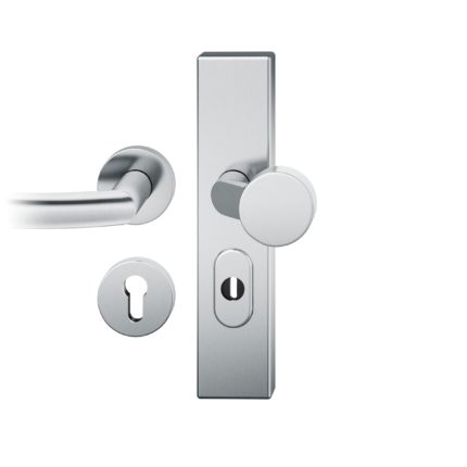 FS-Wechsel-Grt. PZ 92mm Ros.S2 |  Langschild ZA. Stift 9mm | Innenseite Rosette |Edelstahl fein matt