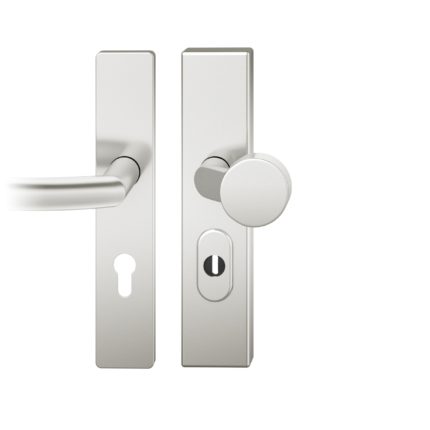 FS-Wechsel-Grt. PZ 72mm S4 ZA |  Langschild eckig. Stift 9mm | Knopf 0809 verkroepft |Aluminium naturfarbig