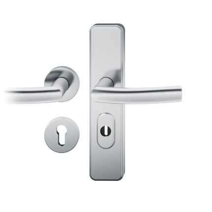 FS-Druecker-Grt. li PZ72 Ros.S2 |  Langschild ZA. Stift 9mm | Innenseite Rosette |Edelstahl fein matt