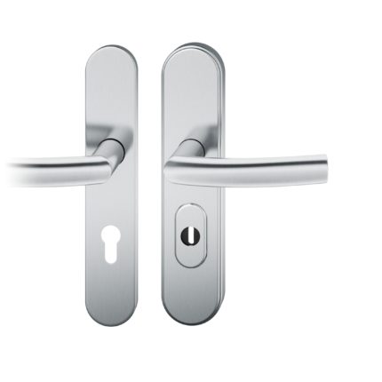 FS-Druecker-Grt. re PZ 72mm S2 |  Langschild ZA | Stift 9mm |Edelstahl fein matt